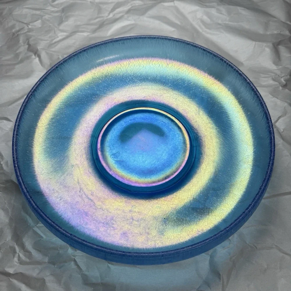 Gorgeous Vintage Fenton Stretched Glass Celeste Blue 9.75